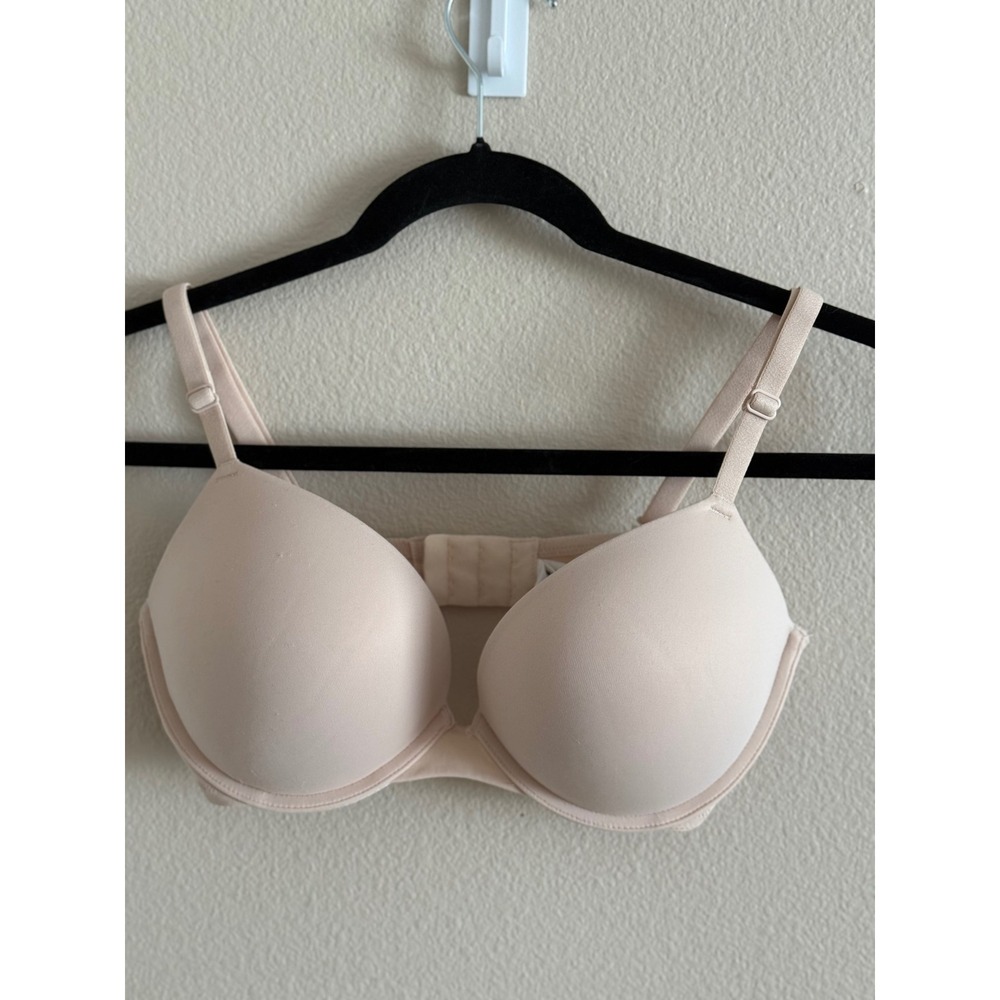 Victoria's Secret PINK Wear Everywhere Super Push-Up Bra Nude 34D Underwire